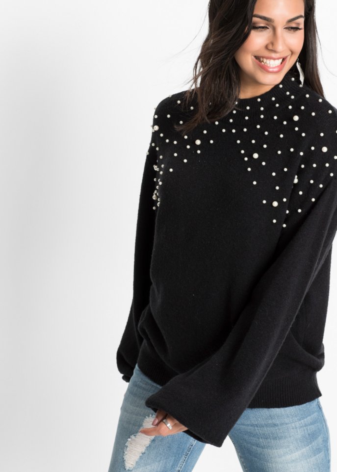 Strickpullover mit Perlen