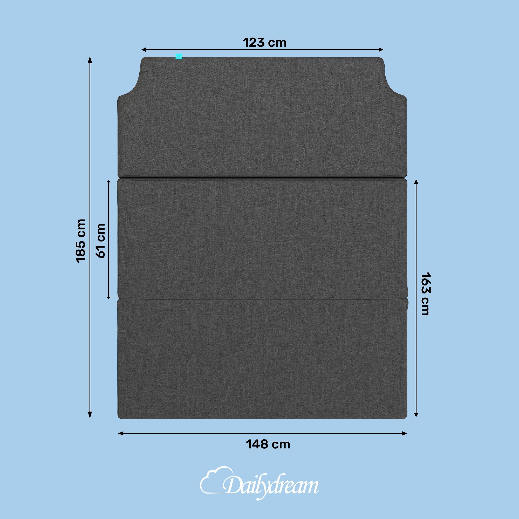 Klappmatratze für VW Camper in Grau inklusive Tragetasche von, Dailydream, 7.5 cm hoch, (Set), 100 Nächte Probeschlafen, Inklusive Transporttasche, für VW T5, T6, Multivan, California Beach und Caravelle