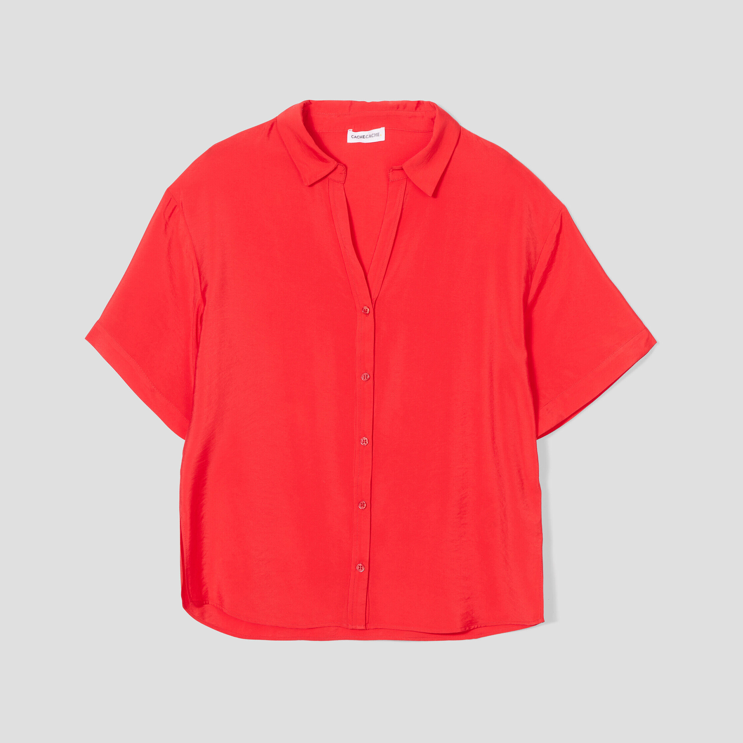 Chemise manches courtes rouge femme | Cache Cache