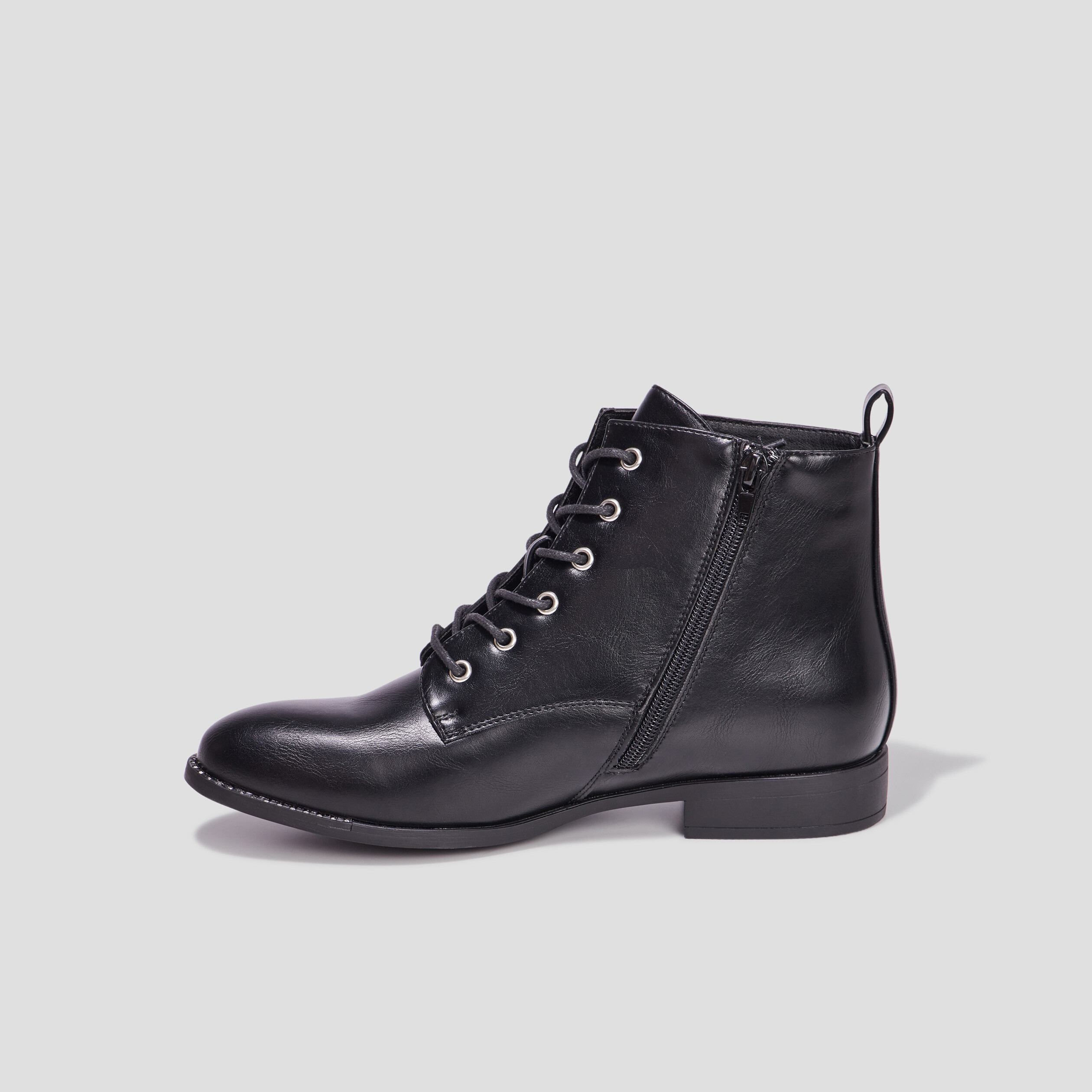 Bottines zippées à lacets noir femme | La Halle