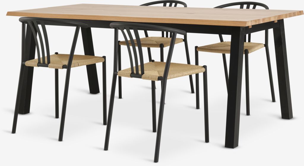 SKOVLUNDE JYDERUP SKOVLUNDE L200 table chêne naturel 4 JYDERUP noir/naturel