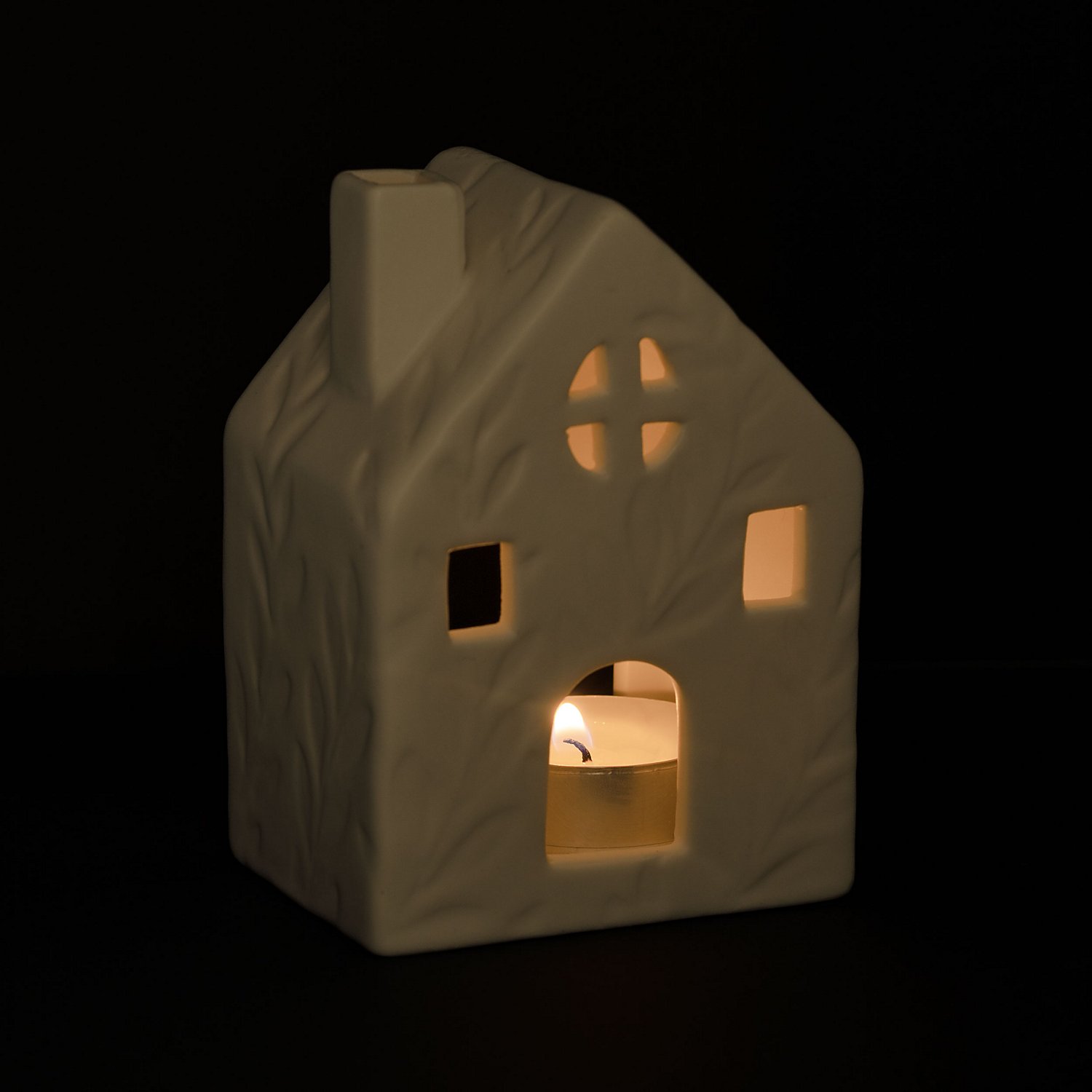 Haus aus Keramik, für Teelichter, 7,5 x 10 cm