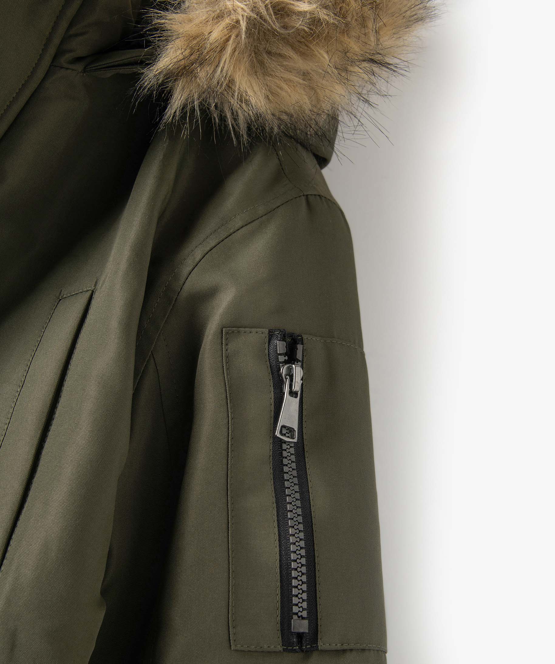 Blouson Garçon matelassé avec doublure sherpa et capuche f... kaki | GEMO
