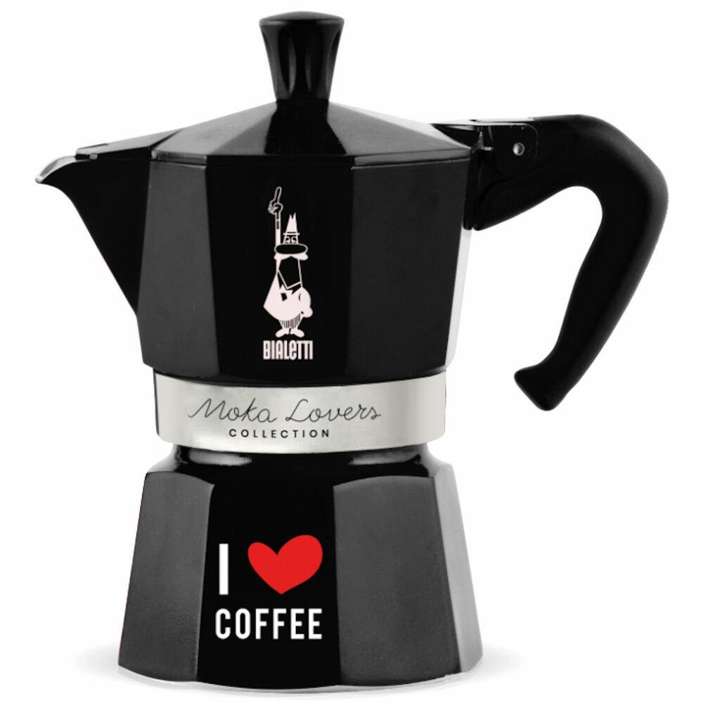 BIALETTI Espressokocher Moka Lovers I love coffee für 6 Tassen Schwarz