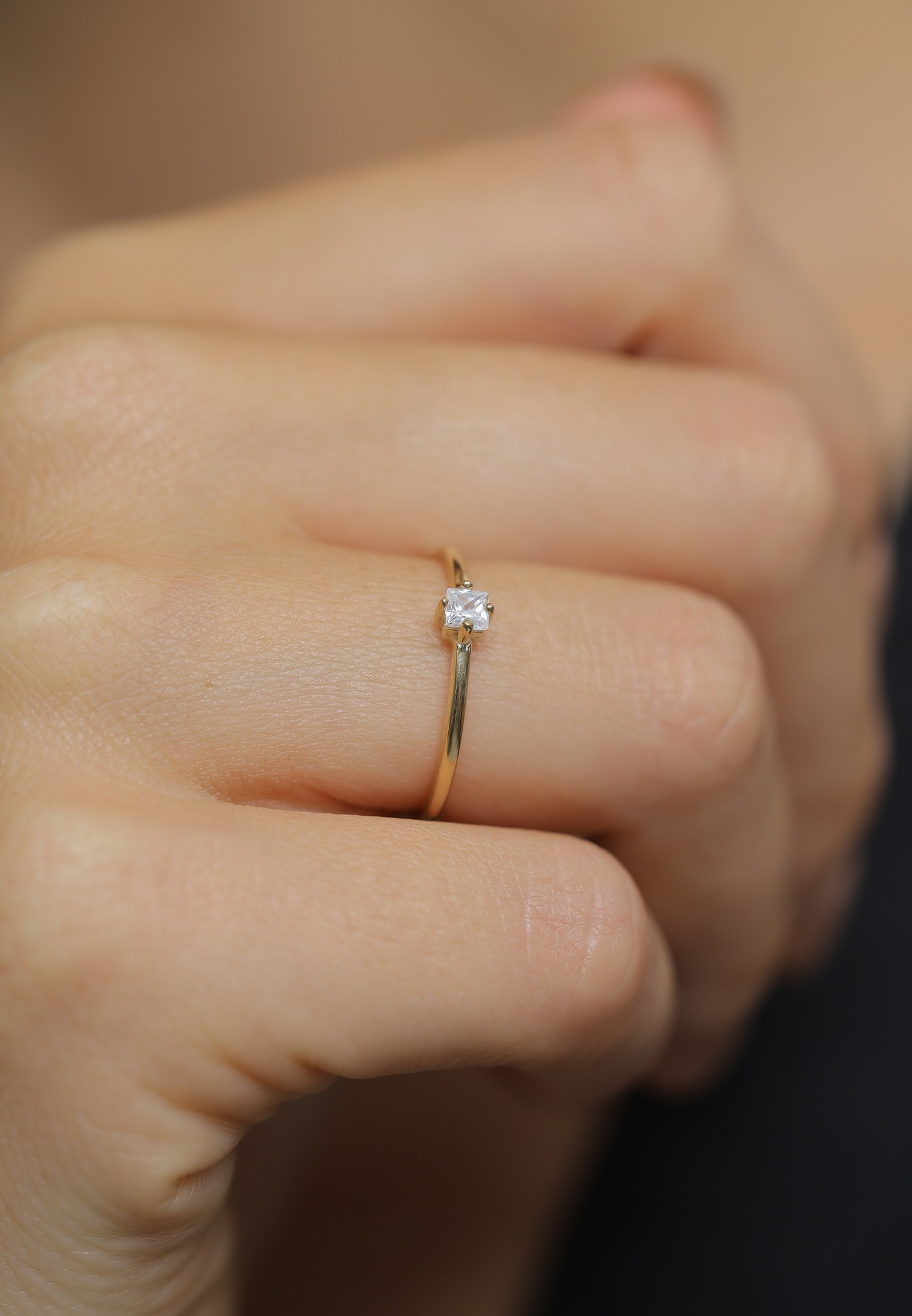 Elli Damen-Solitär-Verlobungsring mit Zirkonia in 925er Sterlingsilber, vergoldet