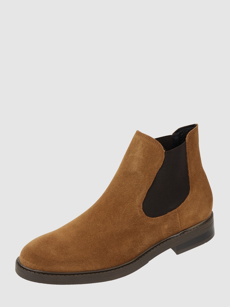 Chelsea Boots aus Veloursleder Modell 'SLHBLAKE SUEDE CHELSEA' in cognac