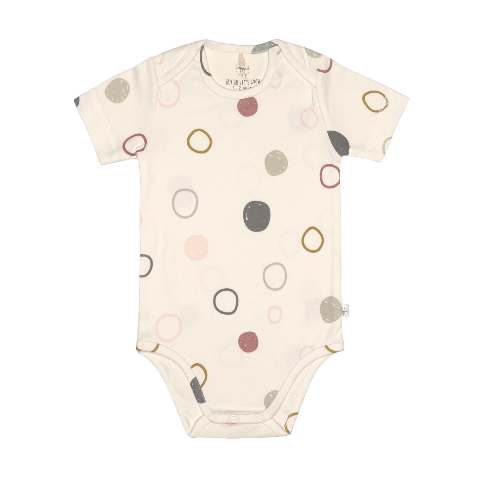 Baby Body kurzarm - Bio Baumwolle, Kreise, Beige
