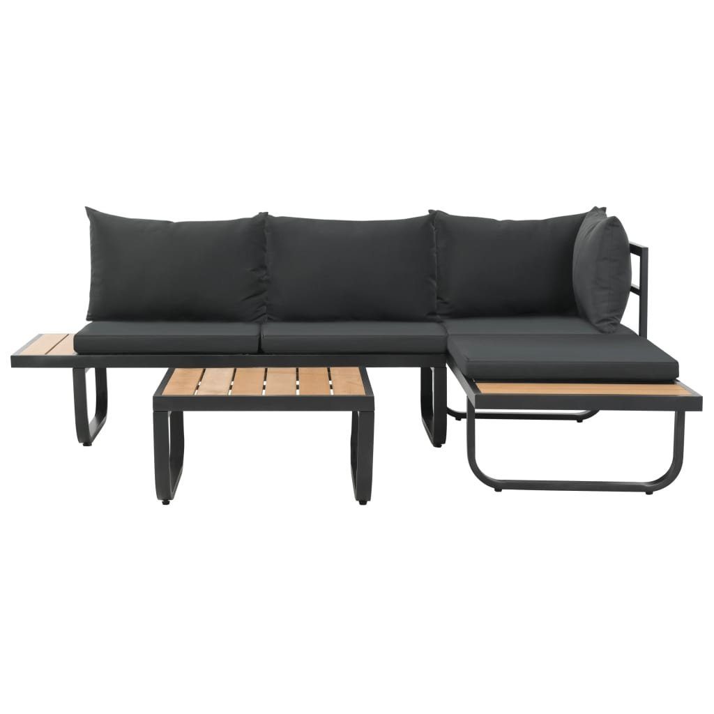 vidaXL Loungesofa 2-tlg. Garten-Ecksofa-Set mit Auflagen Aluminium WPC, 2 Teile
