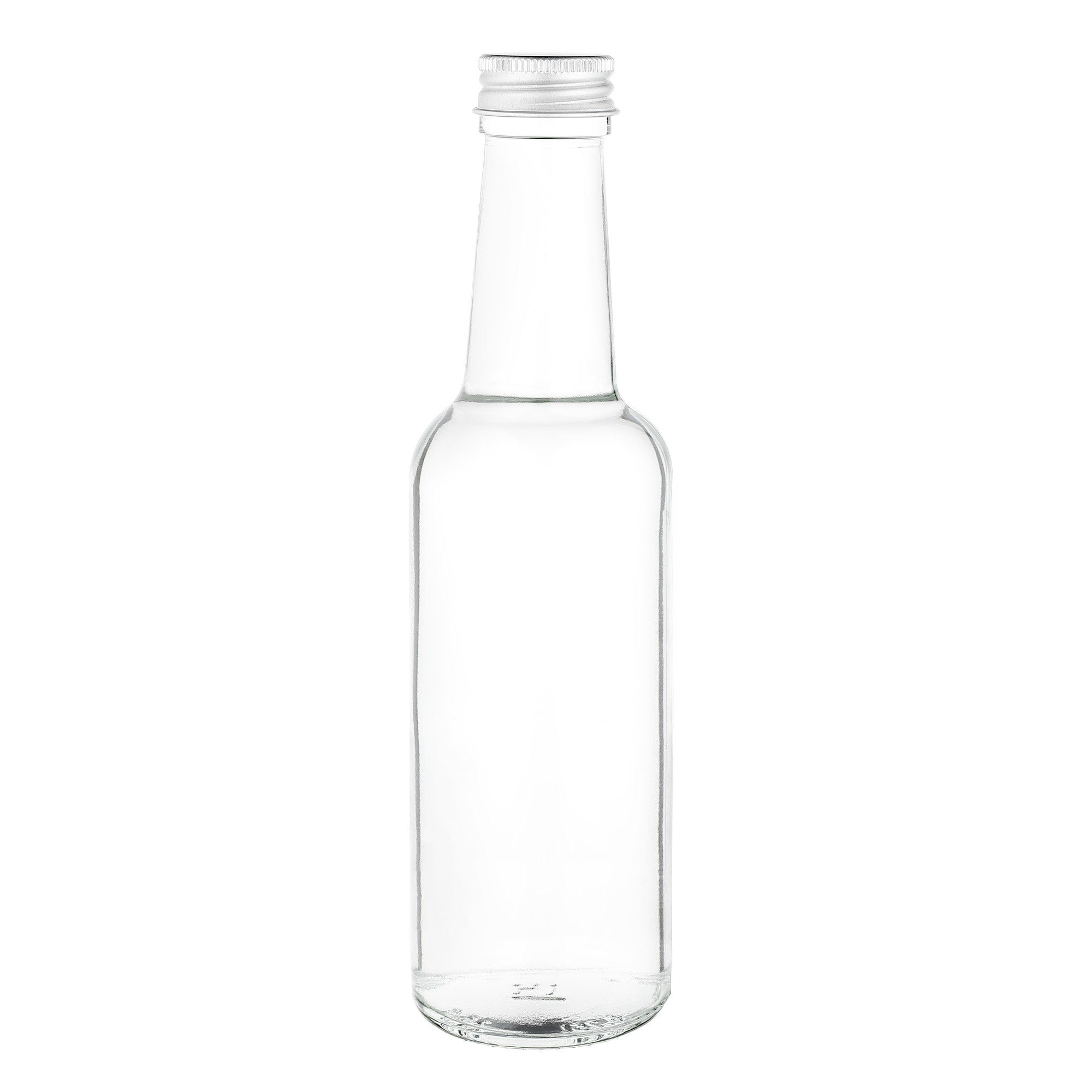MamboCat Vorratsglas 12er Set Geradhalsflasche 250ml + Schraubverschluss Deckel Silber, Glas