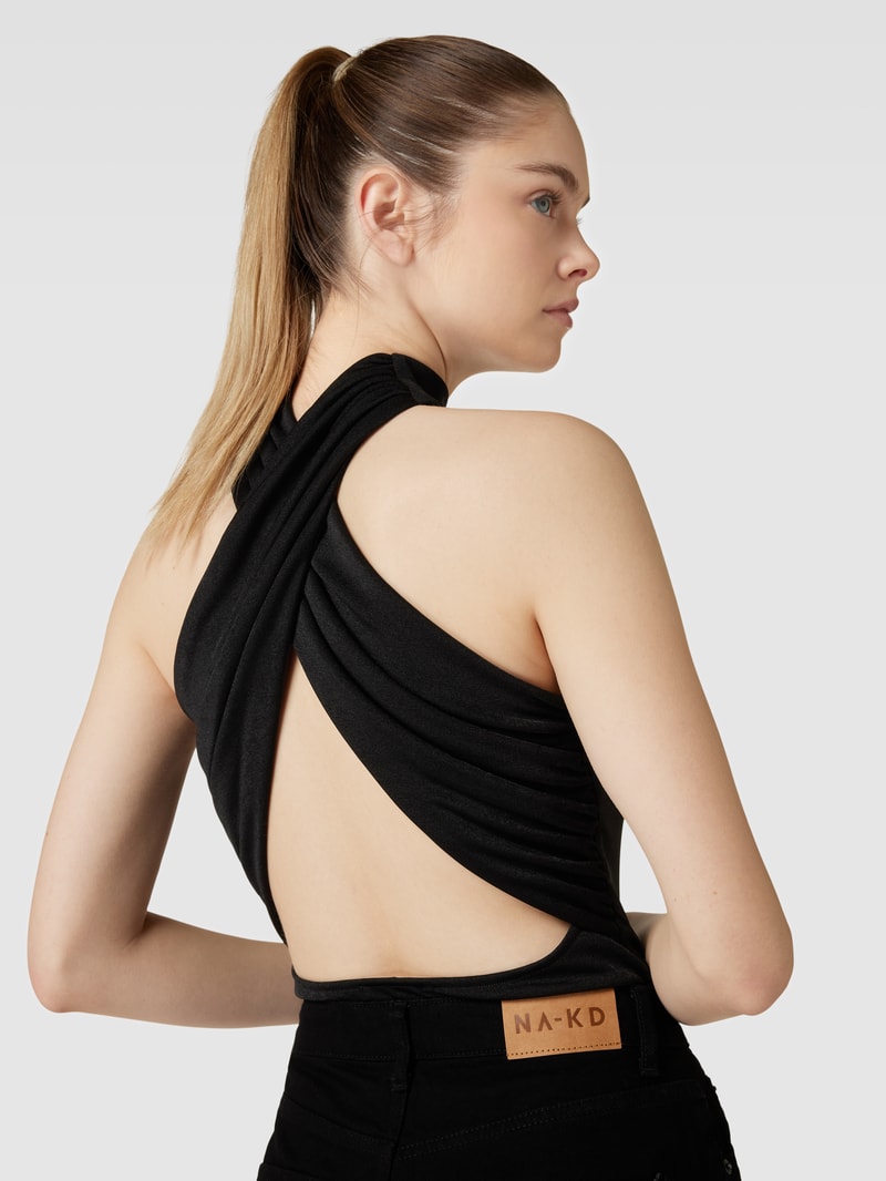 Body mit Neckholder in schwarz