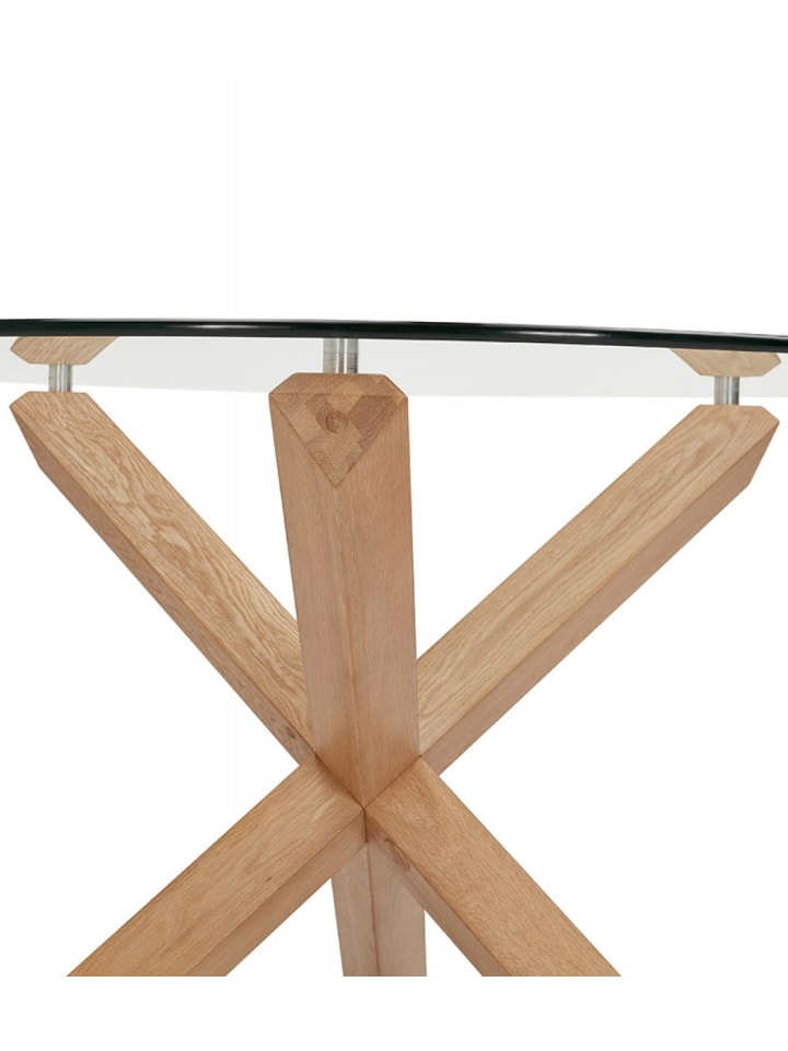 KADIMA DESIGN Runder Esstisch aus Glas und Eiche | Natürlicher Stil in Transparent-Beige günstig kaufen onesize