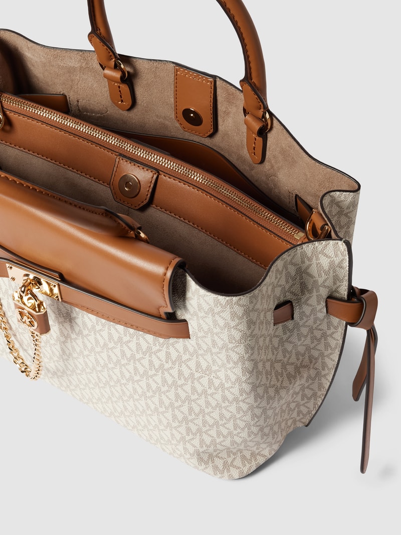 Handtasche mit Allover-Logo Modell 'HAMILTON' in ecru