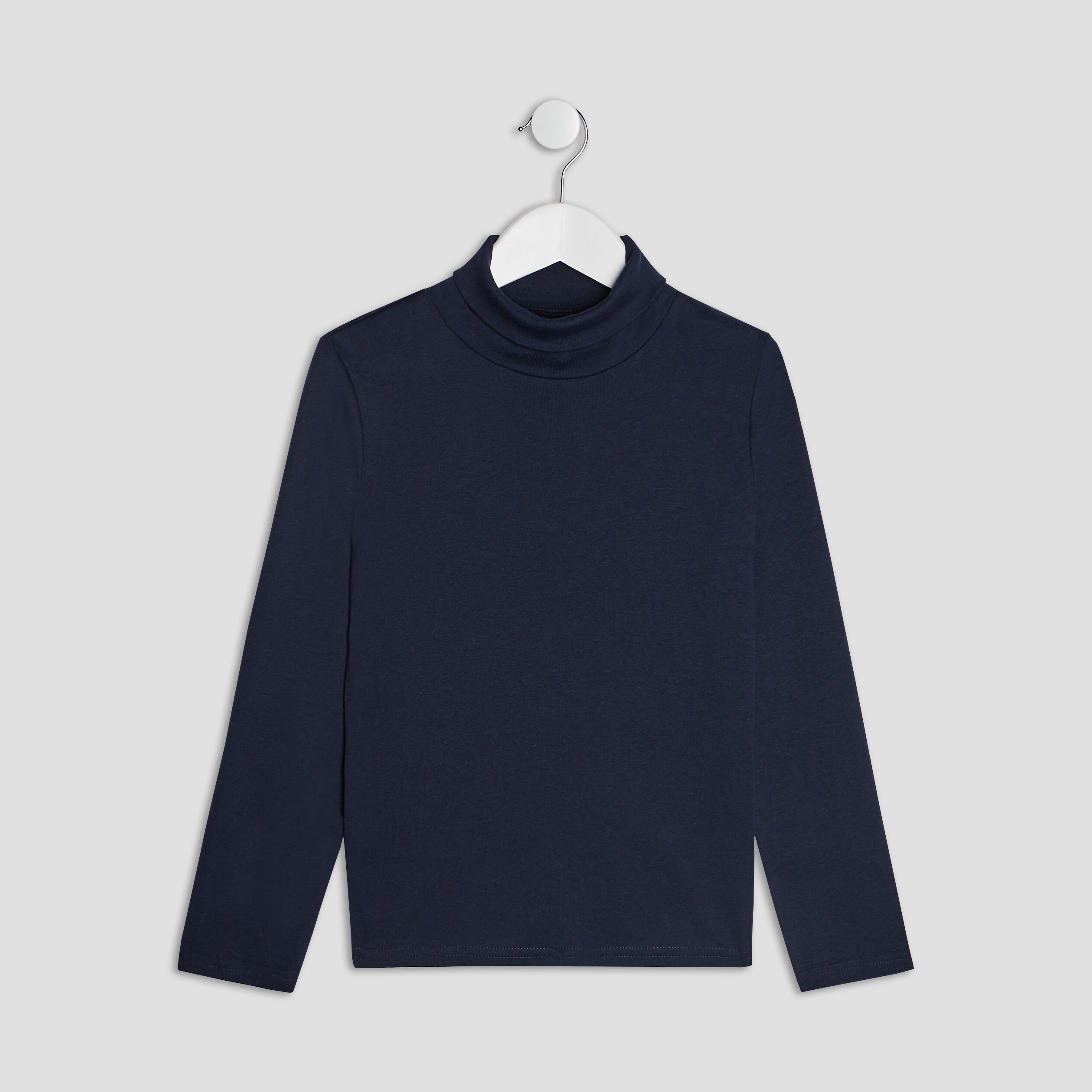 T-shirt col roulé manches longues bleu marine garçon | La Halle