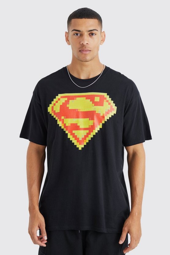 Oversize T-Shirt mit lizenziertem Pixel Superman Print