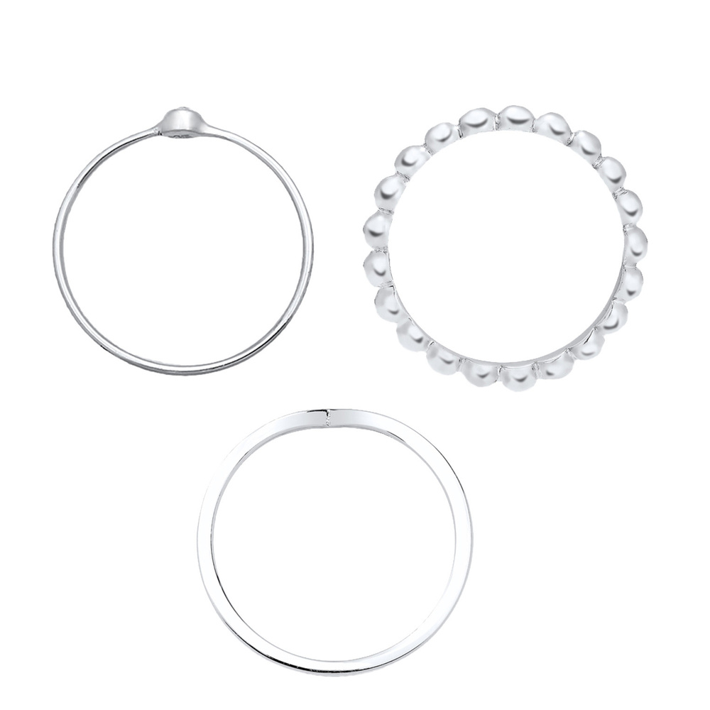 Elli Elli Bague Femme Ensemble de Base avec Cristal en Argent Sterling 925 Bague