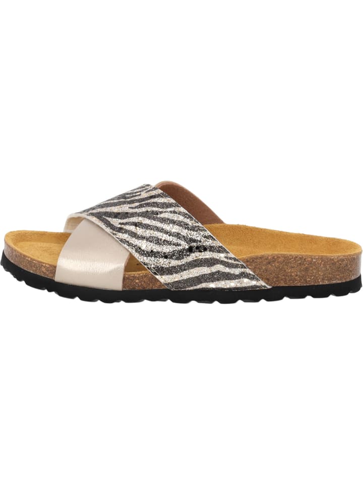palado Pantoletten in taupe zebra glitzer günstig kaufen
