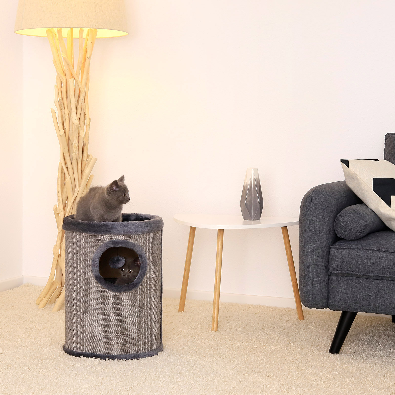 Lionto Kratztonnen Lionto 50cm Kratztonne mit Sisal grau