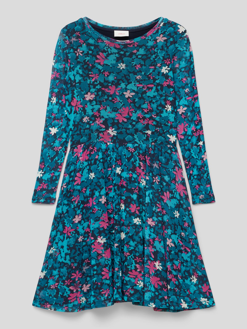 Minikleid mit floralem Muster in marineblau