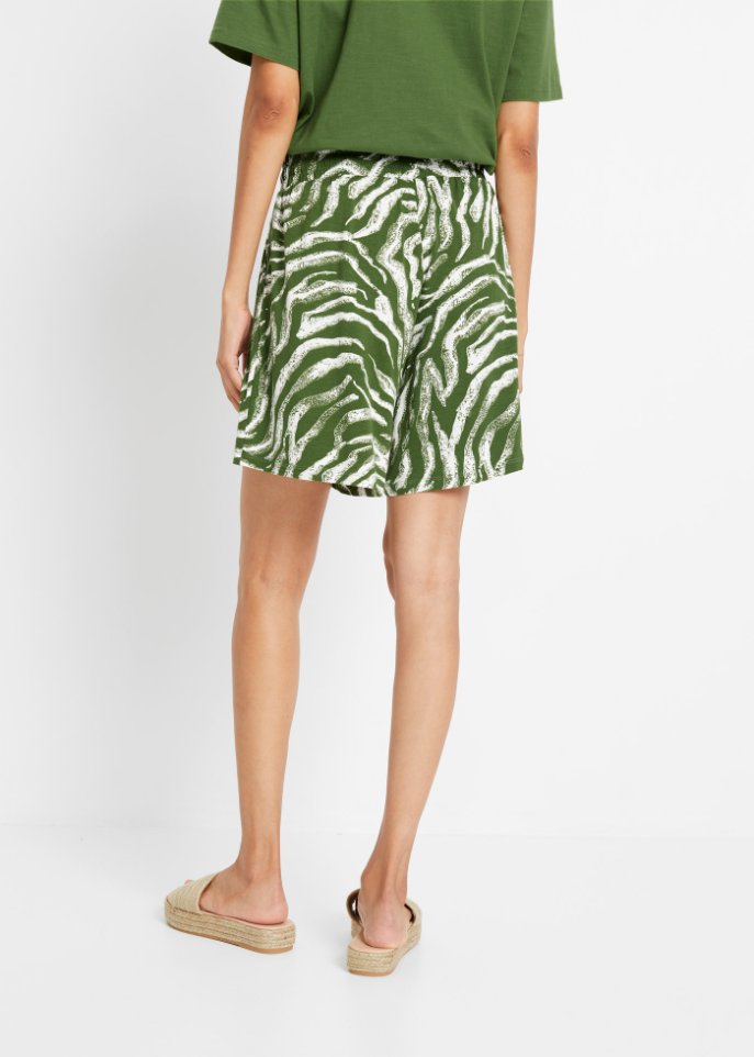 Weite Viskose-Jerseyshorts mit High-Waist-Bequembund