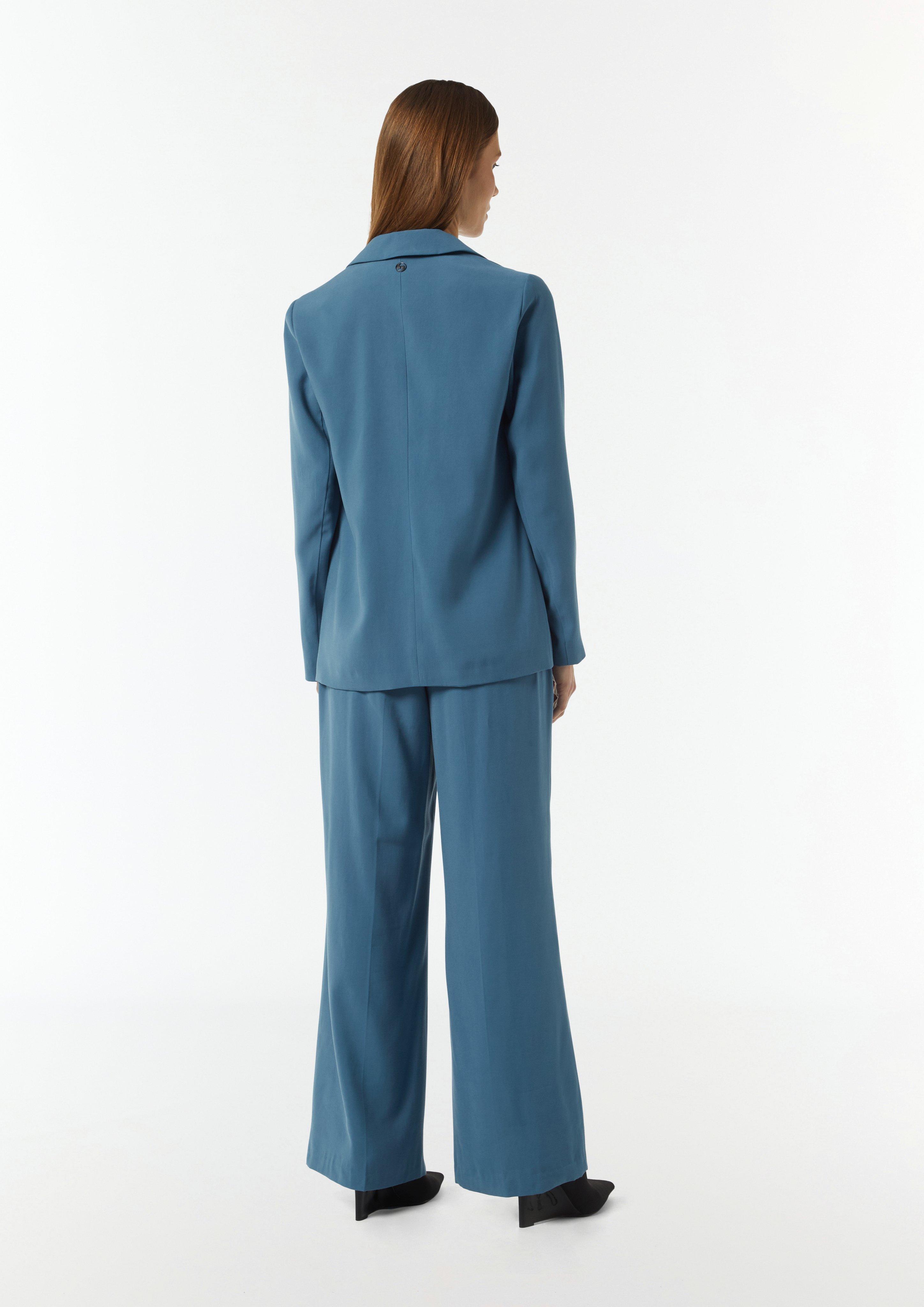 Offener Longblazer mit Piquestruktur - blau