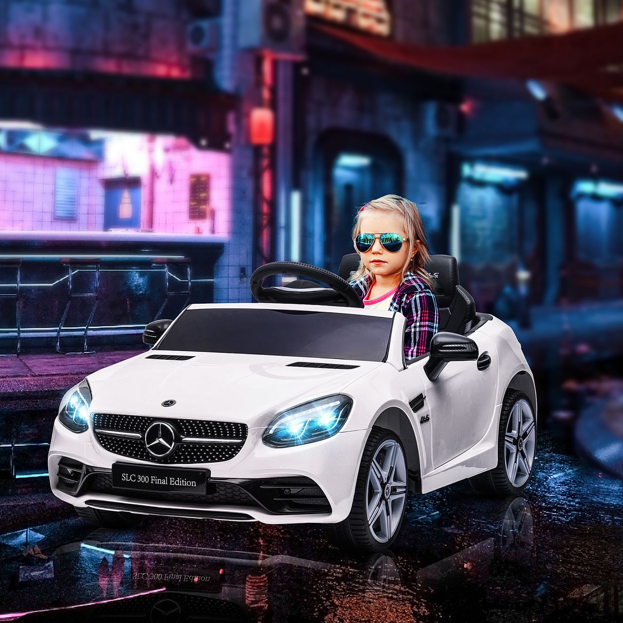 AIYAPLAY 12 V Kinder Elektroauto, Kinderfahrzeug, Kinderauto mit LED, Weiß