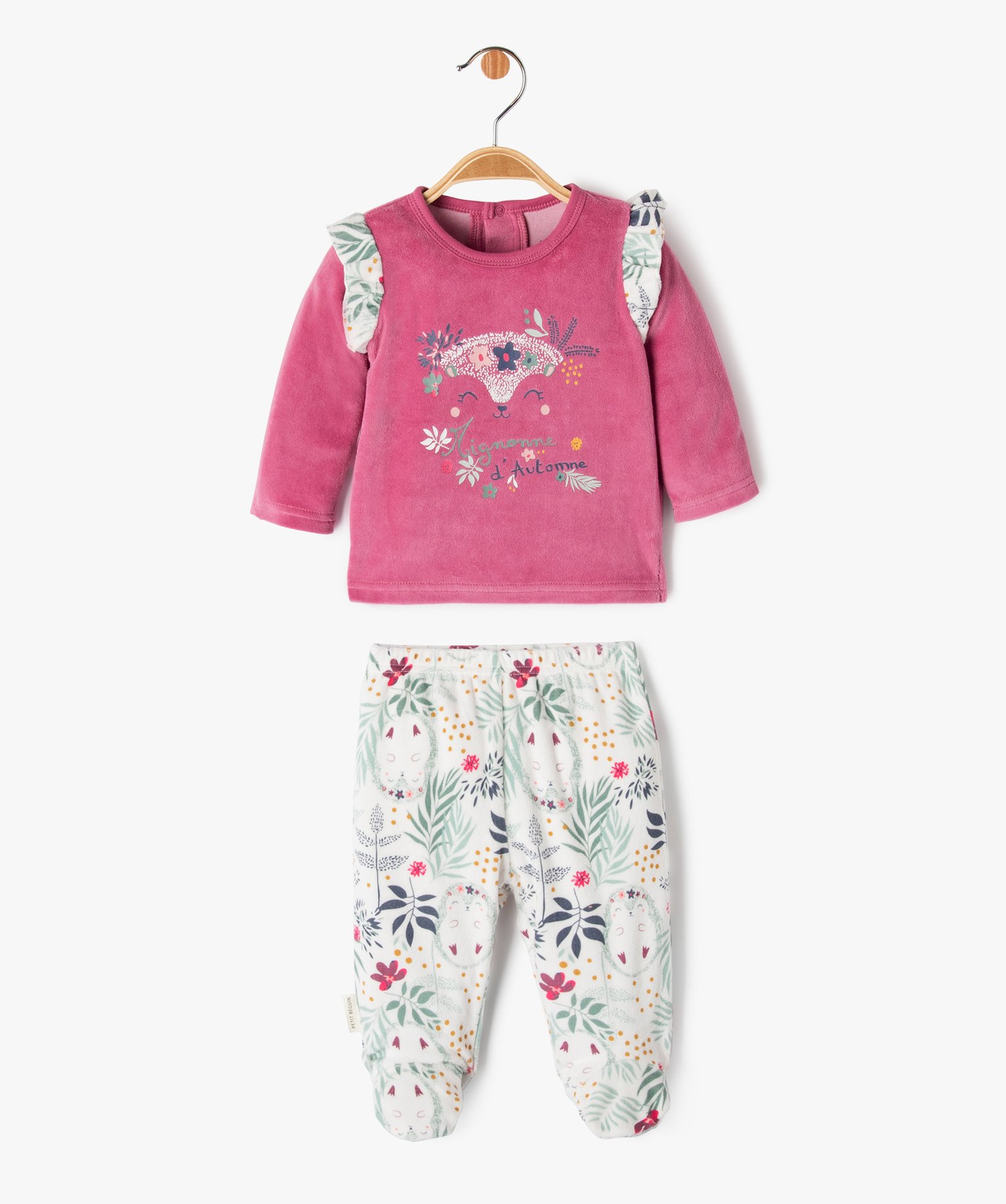 Pyjama 2 pièces avec volants sur les épaules bébé fille ... vert | GEMO
