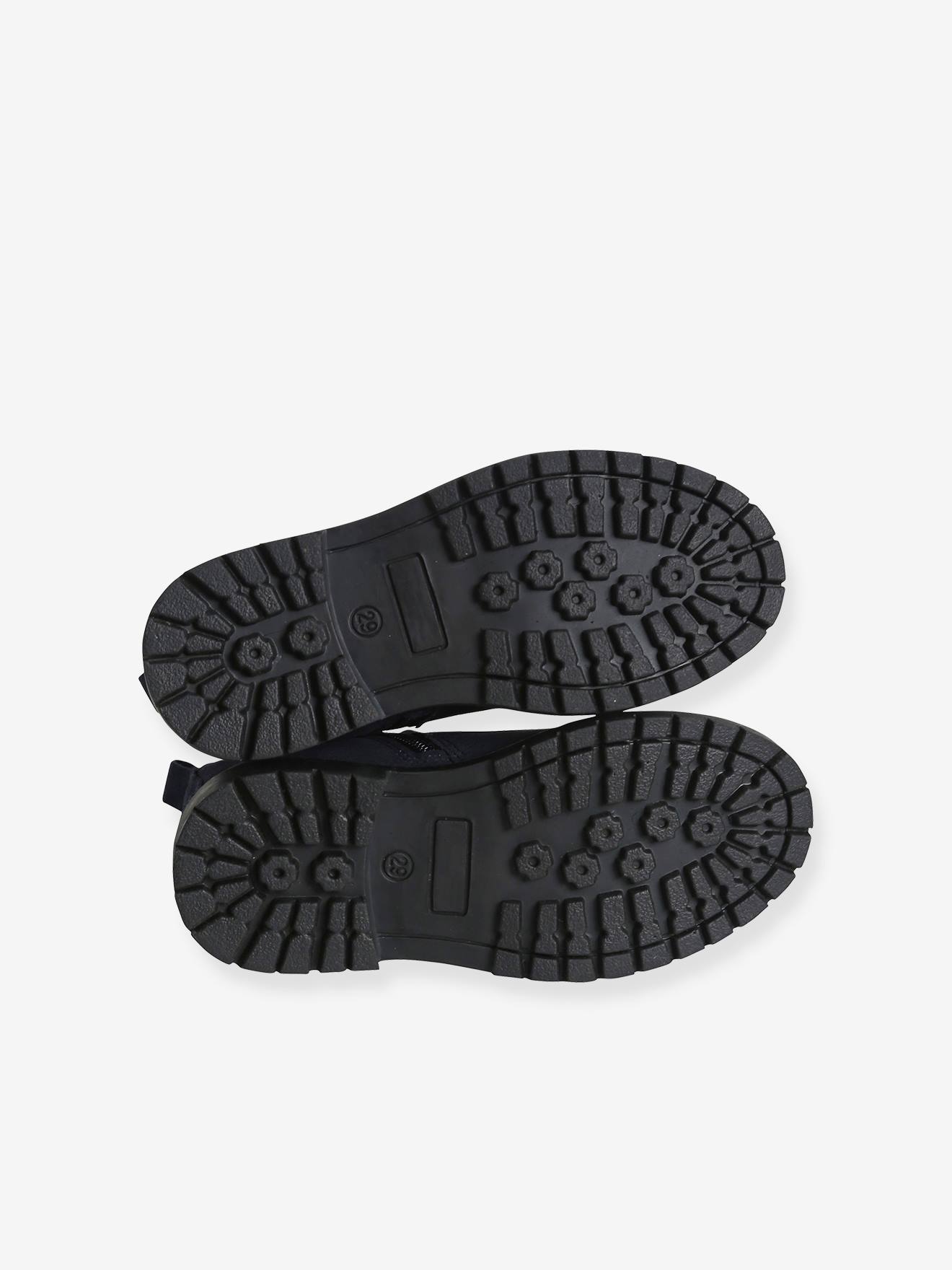 Bottines cuir fille lacées, zippées et élastiquées bleu marine