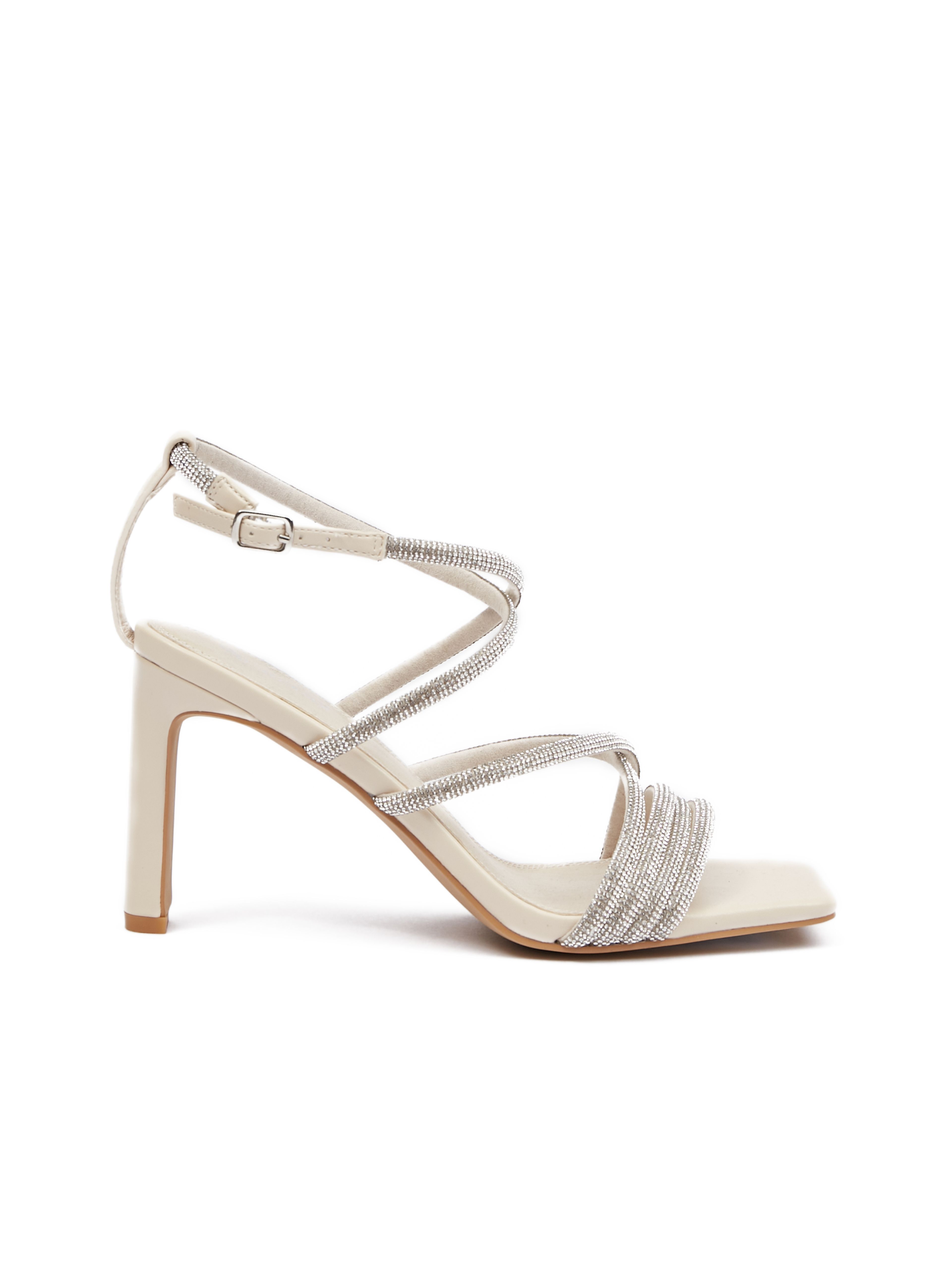 Cremefarbene Damen-Sandalen mit Absatz ORSAY