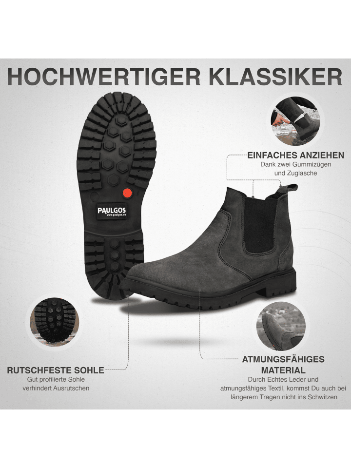 PAULGOS Herren Chelsea Boots, Stiefeletten, Schuhe in Dunkelgrau günstig kaufen