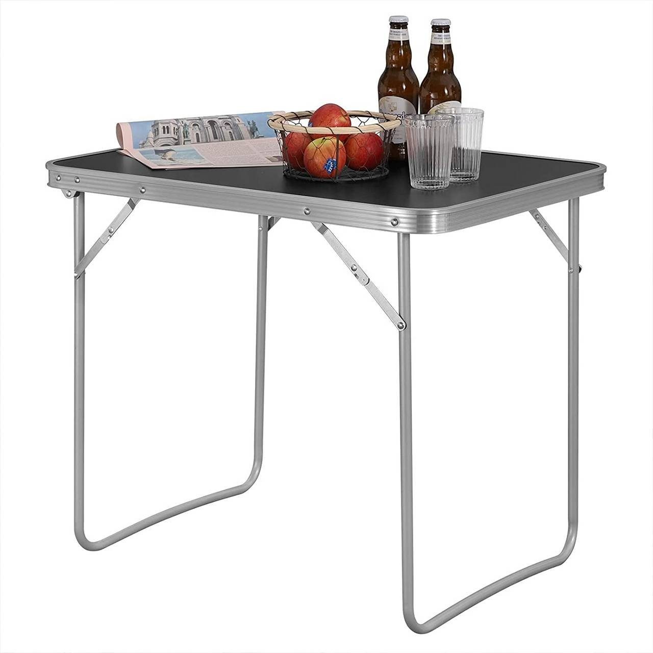Woltu Campingtisch (1-St), mit Griff, zusammenklappbar aus Alu und MDF