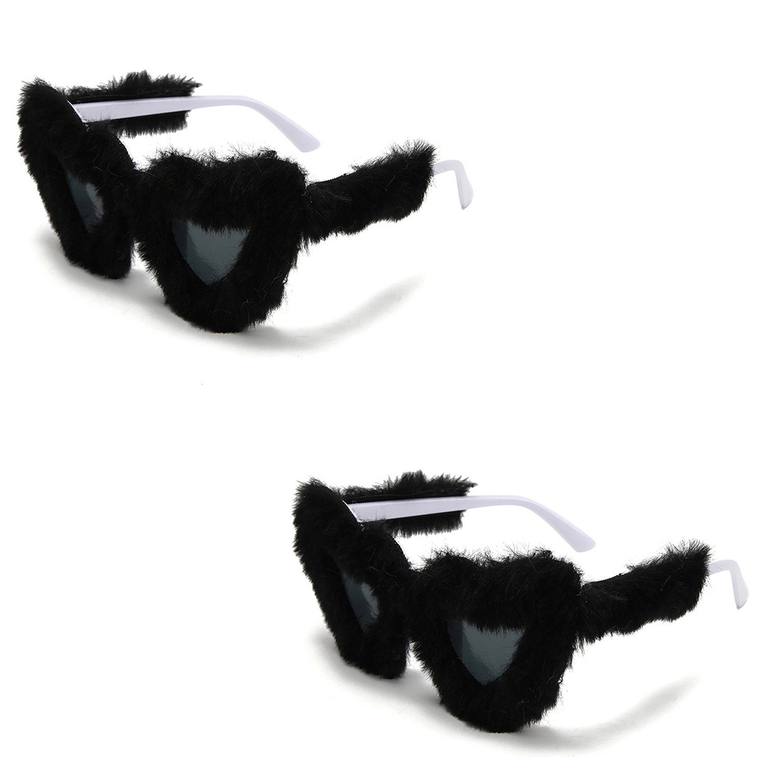 FYLA Sonnenbrille Sonnenbrillen Lustige herzförmige Plüschsonnenbrille (2-St)