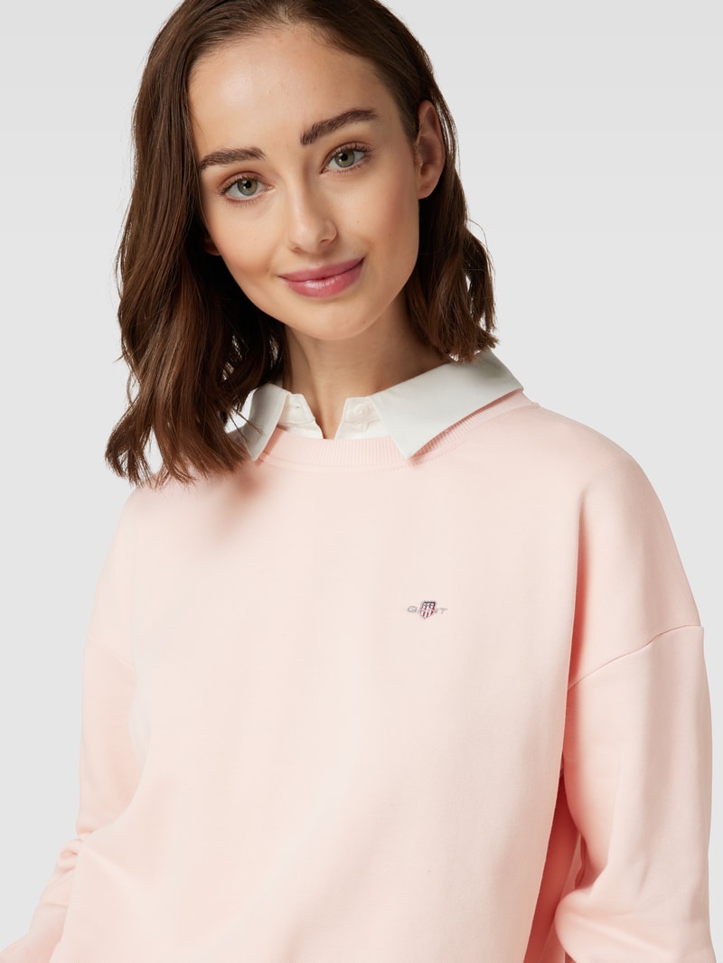 Sweatshirt mit gerippten Abschlüssen Modell 'SHIELD' in hellrosa