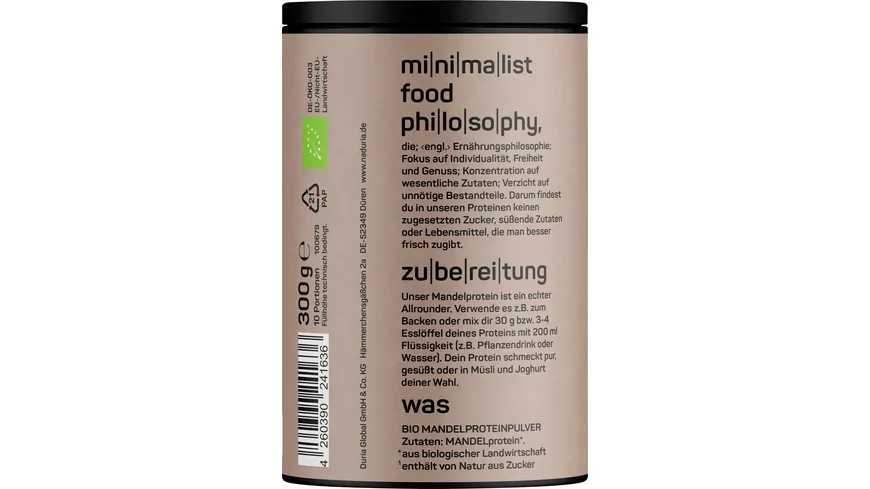 NADURIA Bio Mandelproteinpulver 300 g