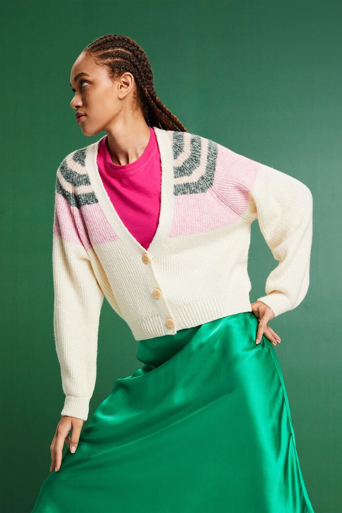 Rippstrickcardigan mit V-Ausschnitt