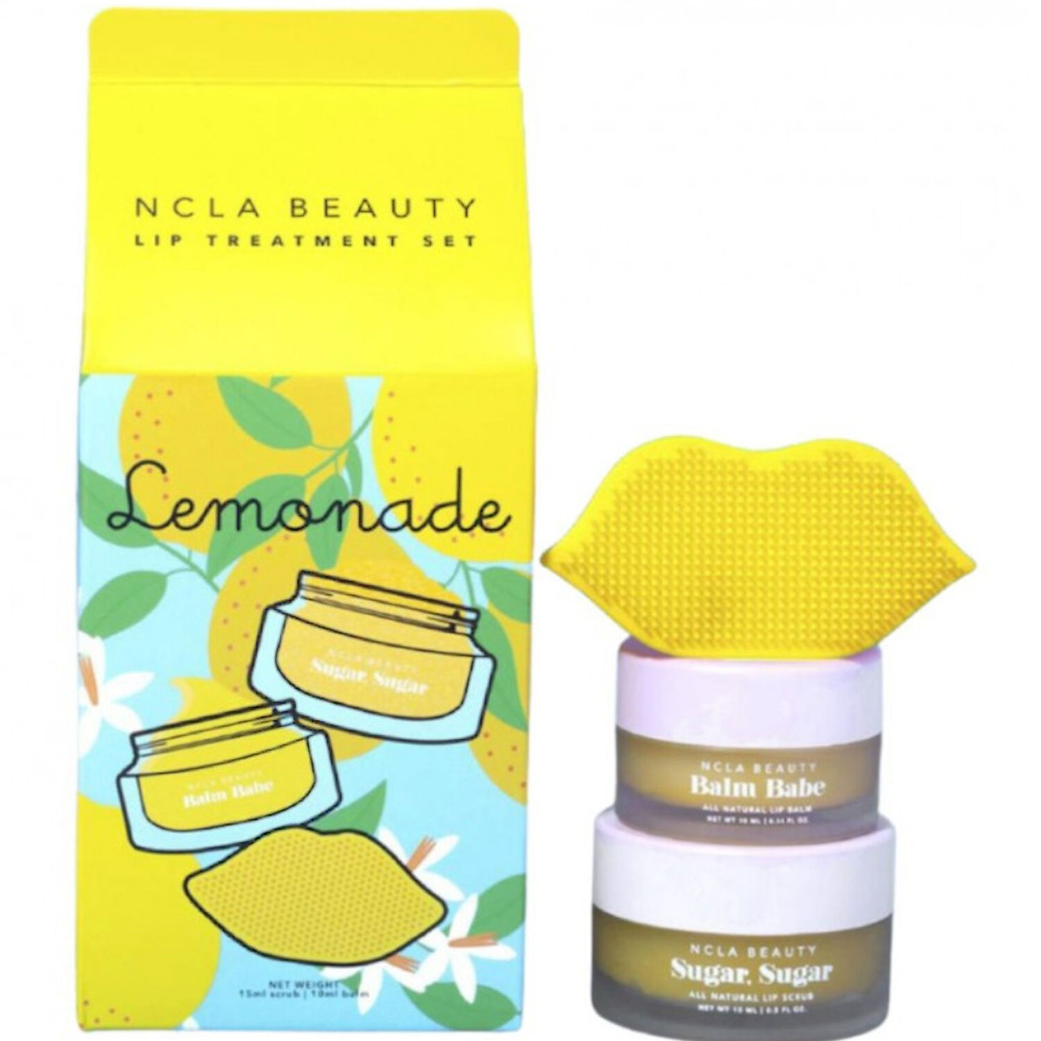 NCLA Beauty Lemonade Lip Care Duo + Lip Scrubber Exfoliant Lèvres 15ml + Baume Lèvres 10ml + Scrubber Lèvres