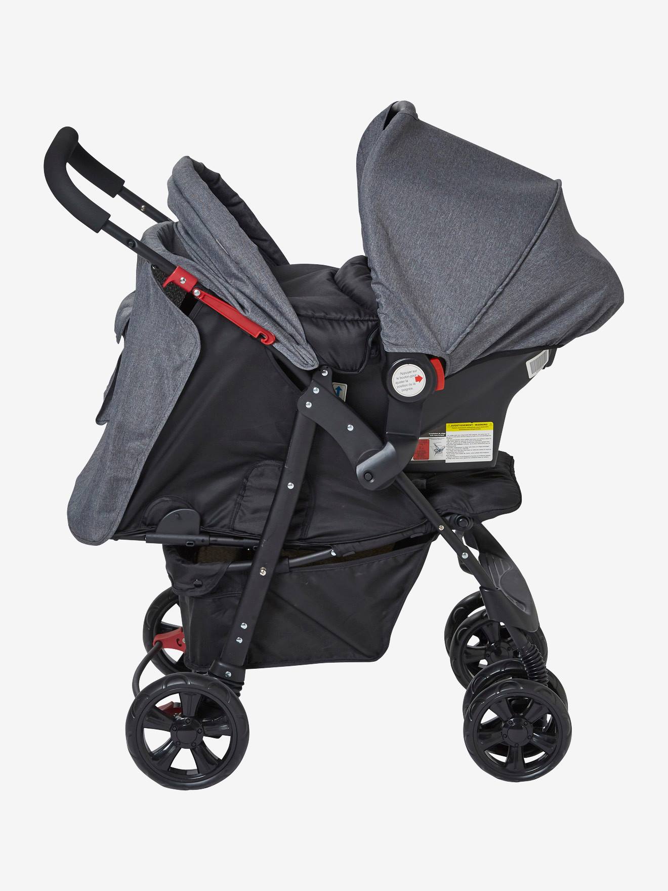 Combiné duo babycoque + poussette vertbaudet Primacity gris