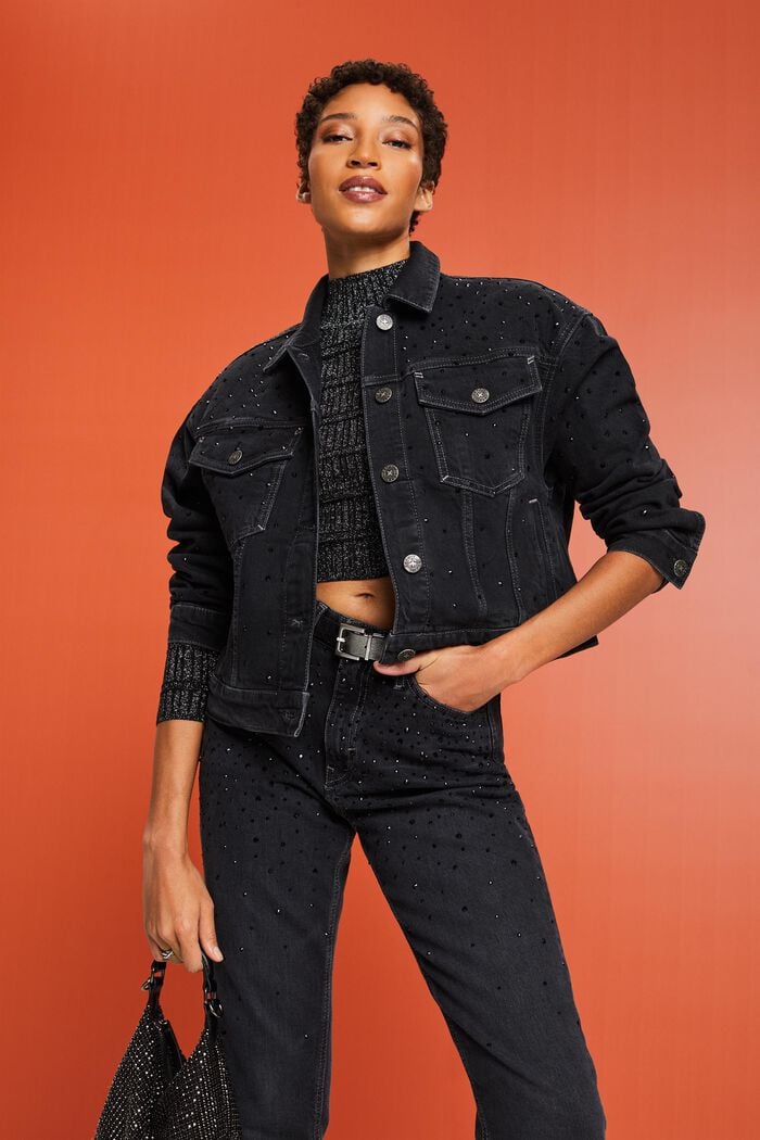 Jeansjacke mit Strass