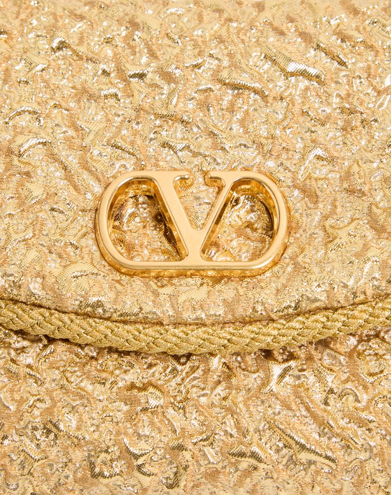 Bolsa de ombro pequena Valentino Garavani Devain em tecido jacquard Cloqué