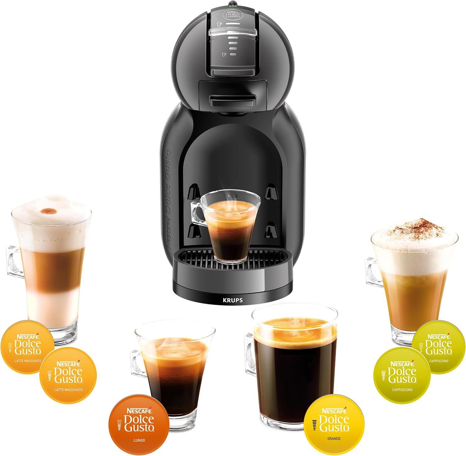 Krups Kapselmaschine KP1238 Nescafé Dolce Gusto Mini Me, 15 Bar, kompakt, über 30 Kaffeekreationen, wählbare Getränkegröße + Emsa Isobecher 0,2L