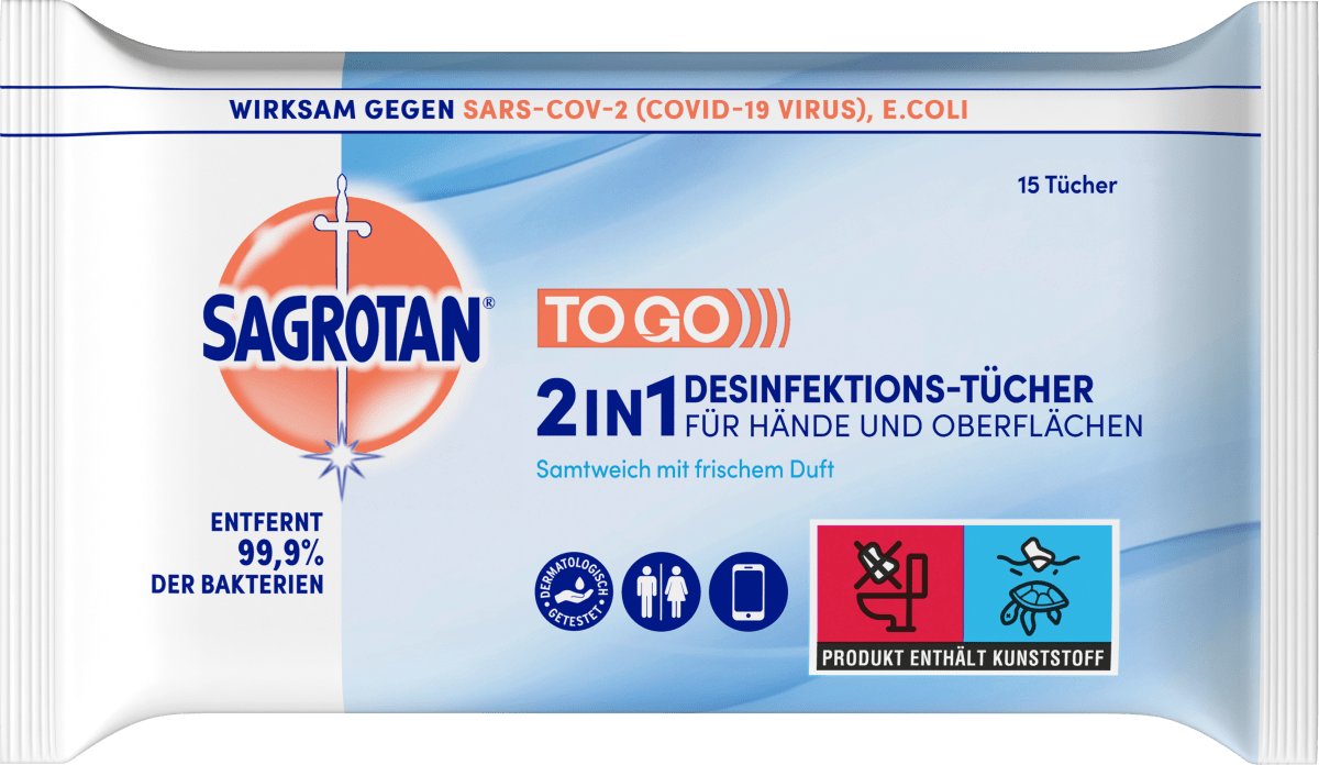 Desinfektionstücher 2in1 für Unterwegs, 15 St