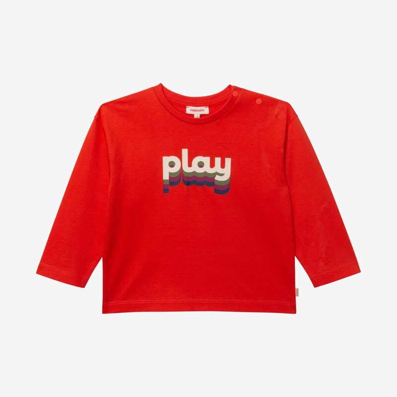 T-shirt bébé garçon message rouge en coton recyclé Catimini