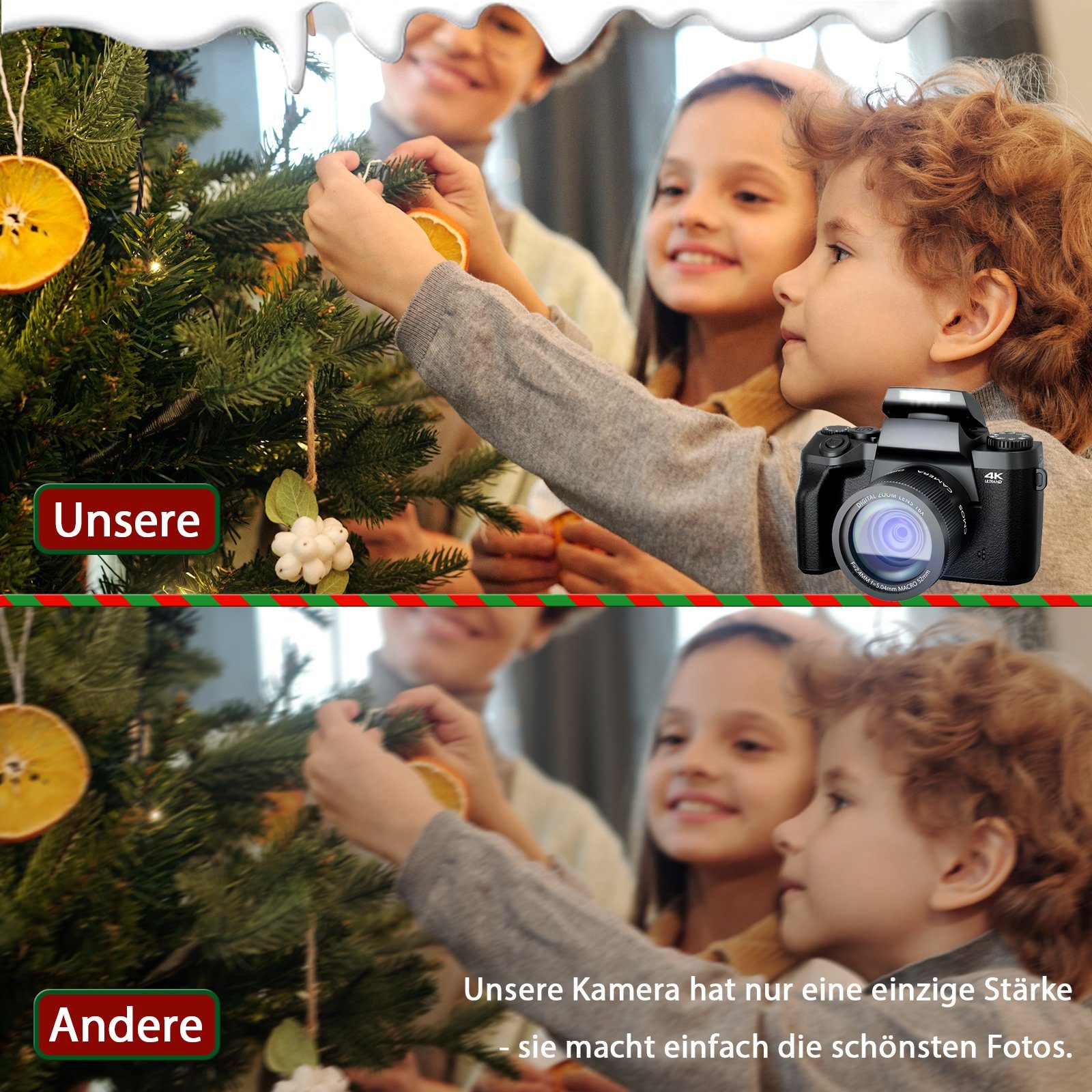 OKA Digitalkamera, 64 Megapixel Dual-Kamera, Kompaktkamera (64 MP, WLAN (Wi-Fi), inkl. 4K Ultra HD Digitalkamera mit drahtloser Fernbedienung, 18x Zoom 4,4-Zoll großen Bildschirm Kompaktkamera für Anfänger)