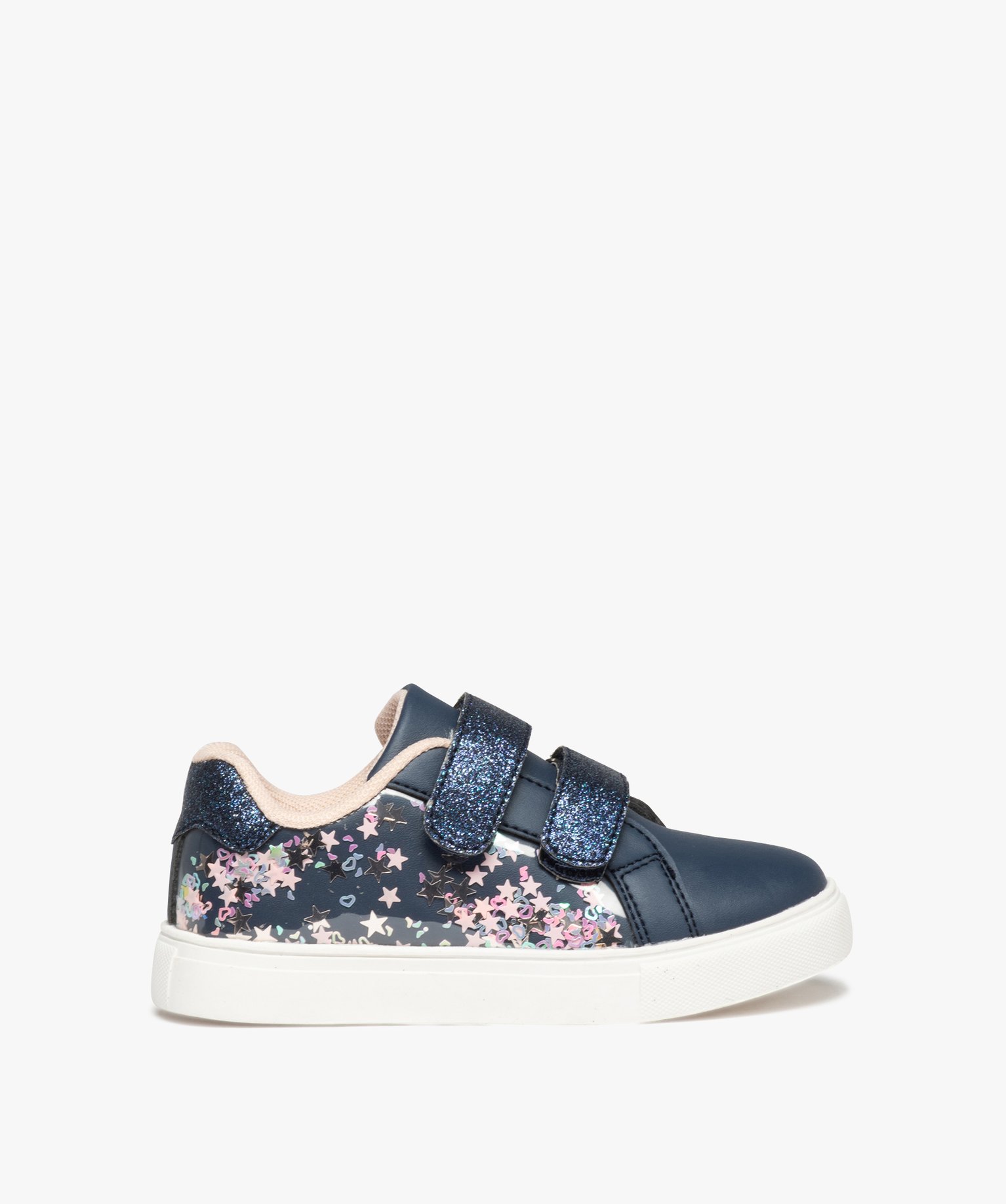 Baskets fille à scratch avec étoiles et paillettes marine | GEMO