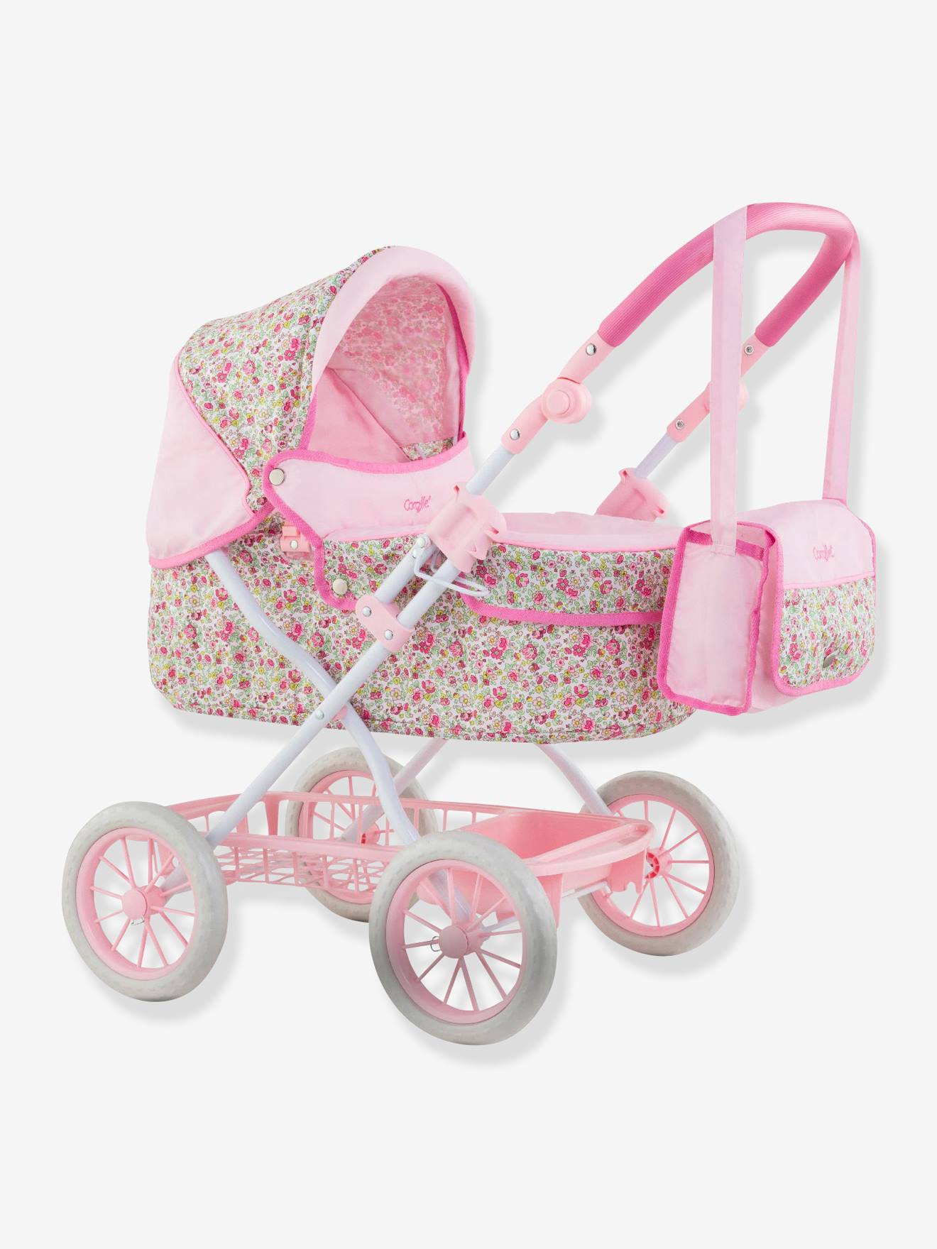 Landeau COROLLE pour poupon 36/42/52 cm rose fleuri