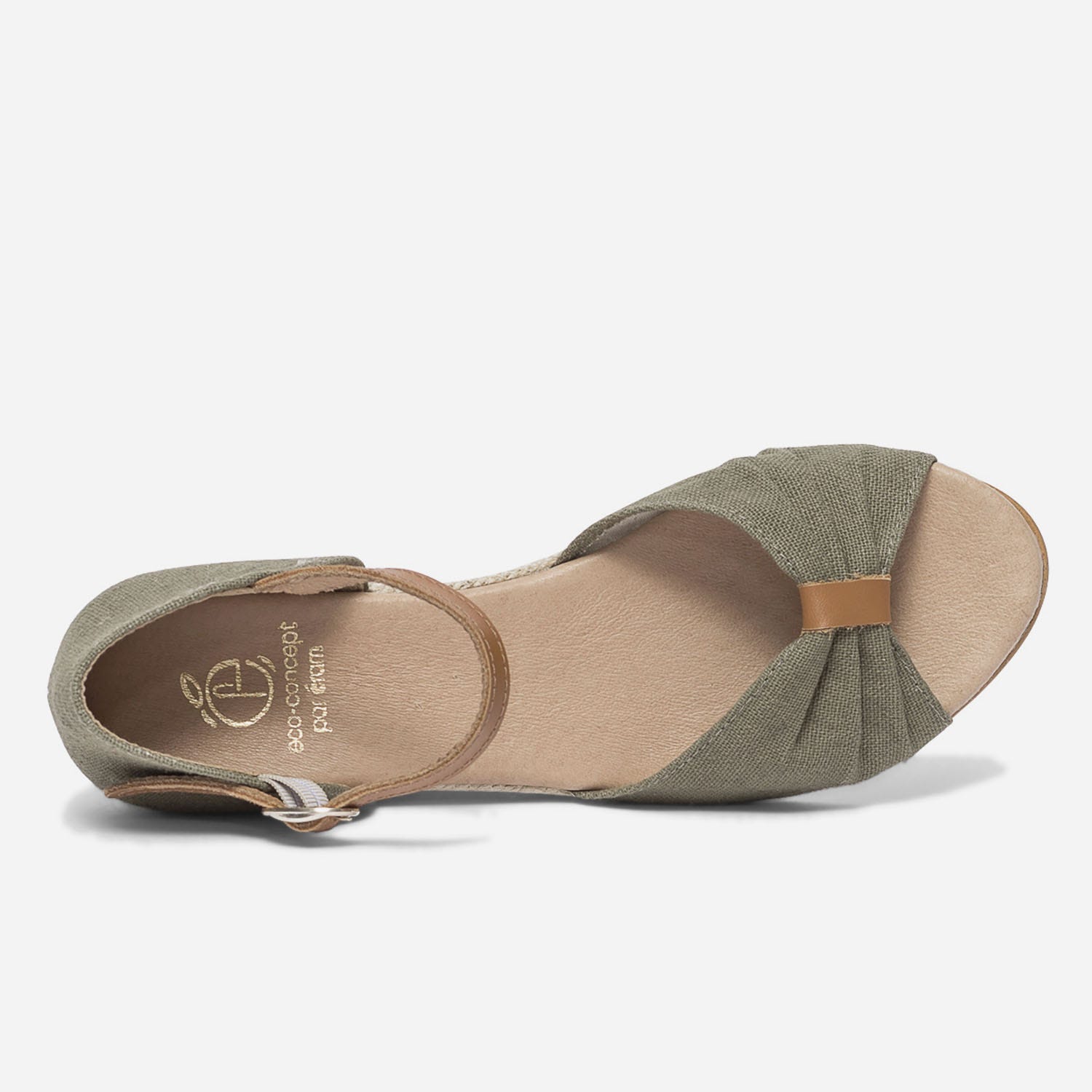 Sandale kaki en toile de coton et chanvre