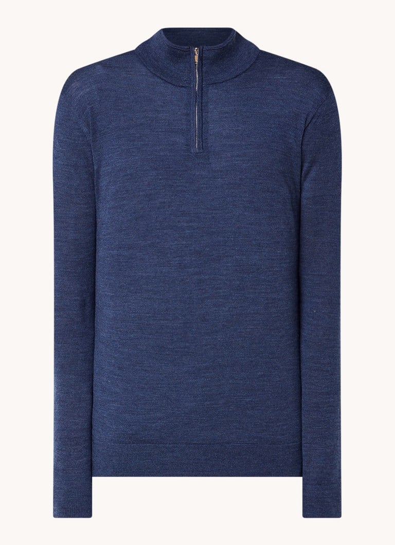 Reiss Fine-knit wool sweater with half zip