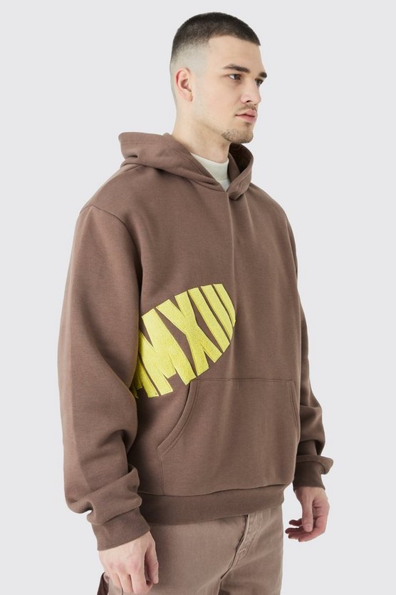 Tall kastiger Oversize Hoodie mit Borg-Applikation