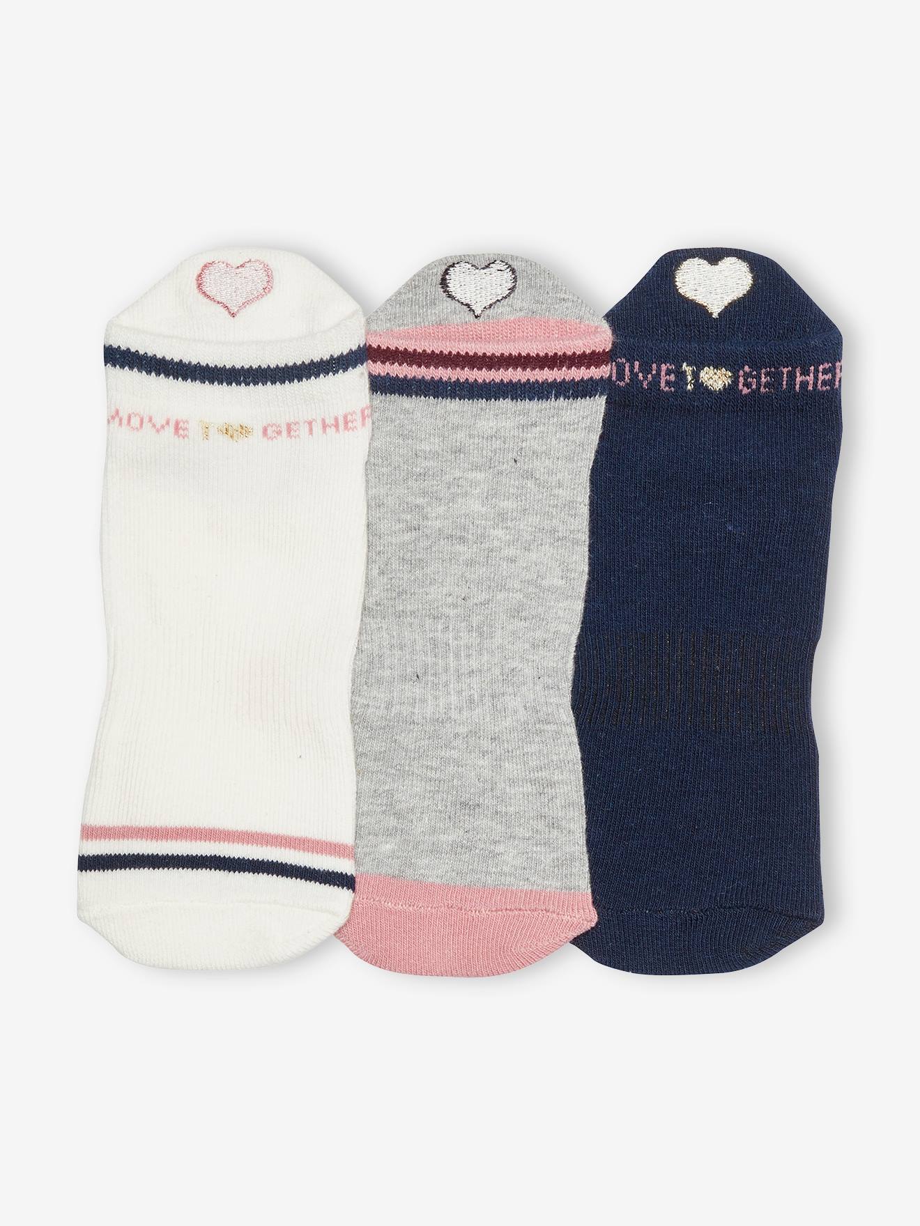 Lot de 3 paires de mi-chaussettes sport fille lot ivoire