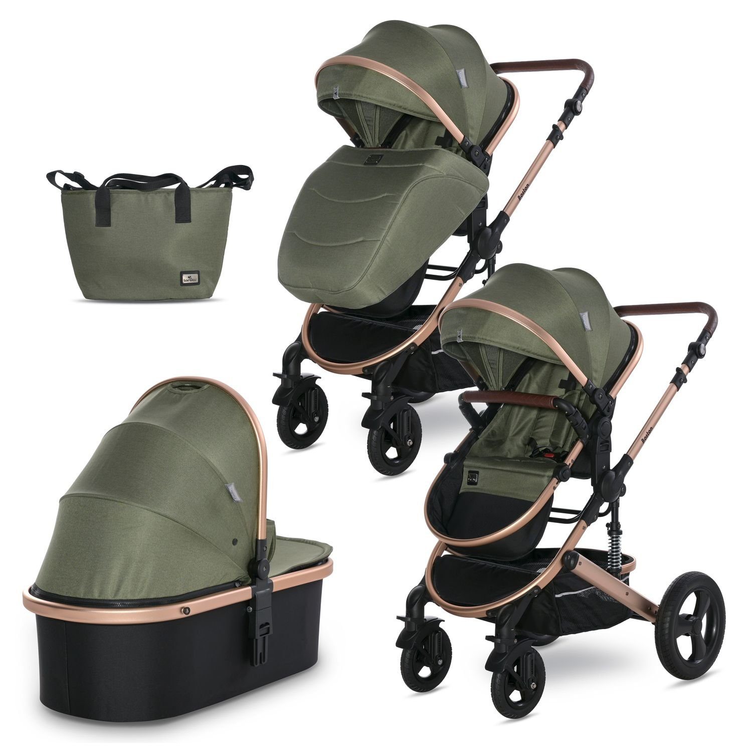 Lorelli Kombi-Kinderwagen Kombikinderwagen Boston 2 in 1, Sportsitz Babywanne Mückennetz bis 22 kg