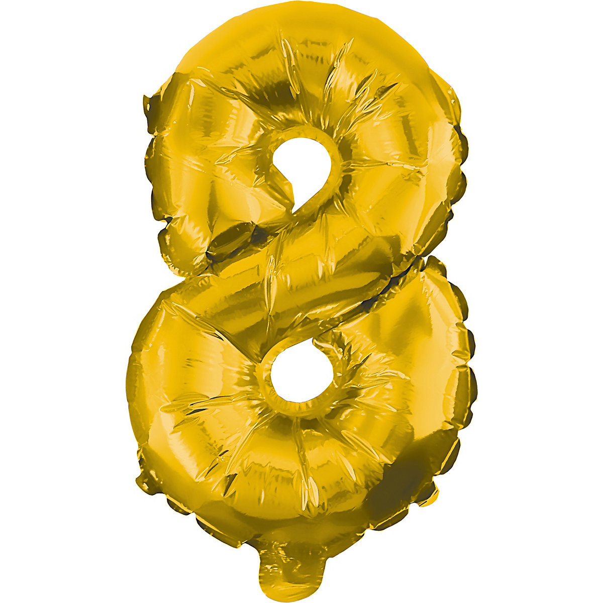 Folienballon Zahl 8 gold, 35 cm, inkl. Pustehalm